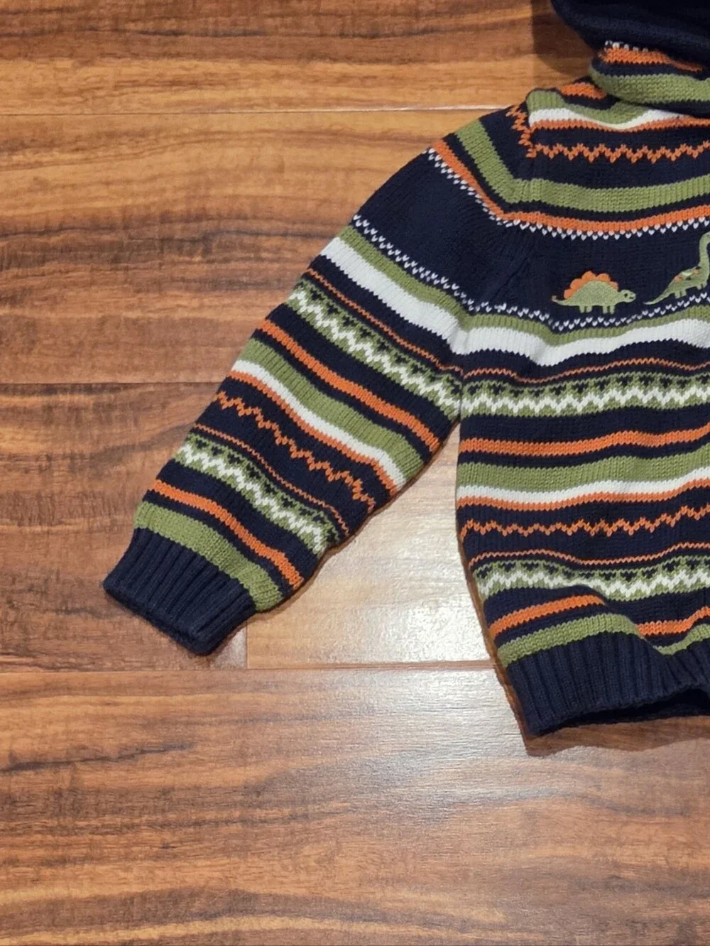 Gymboree EUC Green/Navy Fair Isle Dino Sweater, Dino Hoodie and Lined Pants